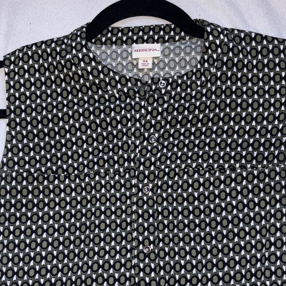 Merona Women's Black and White Patterned Button Down Dress